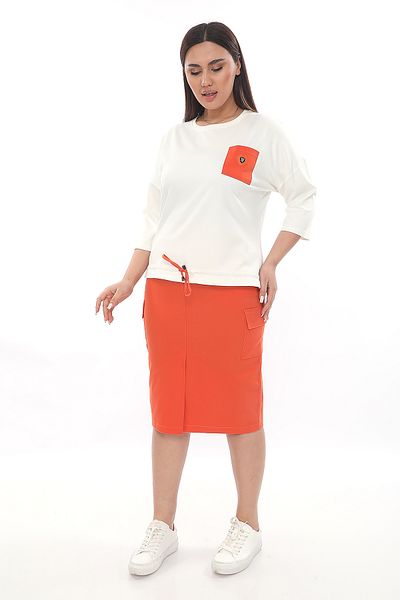 EXİTLİNE Women's Orange Skirt Suit with Special Accessories