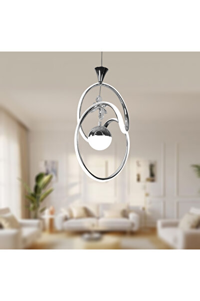 TT AYDINLATMA TT334-TPL-KR TT Aydınlatma Badem Modeli Krom Kaplama Tek Toplu 3 Renk Modüllü Ledli Avize