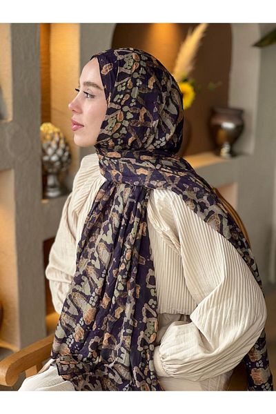 Modakaşmir Abstract Zigzag Pattern Bamboo Shawl