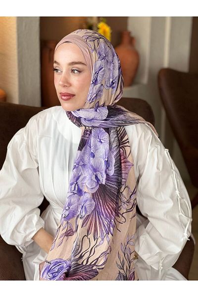 Modakaşmir Şal din bambus cu model Botanika