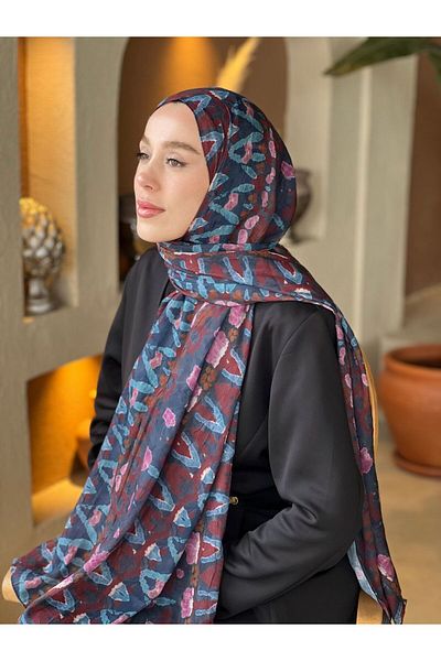 Modakaşmir Abstract Zigzag Pattern Bamboo Shawl