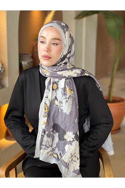 Modakaşmir Şal din bambus cu model de amestec de trandafiri