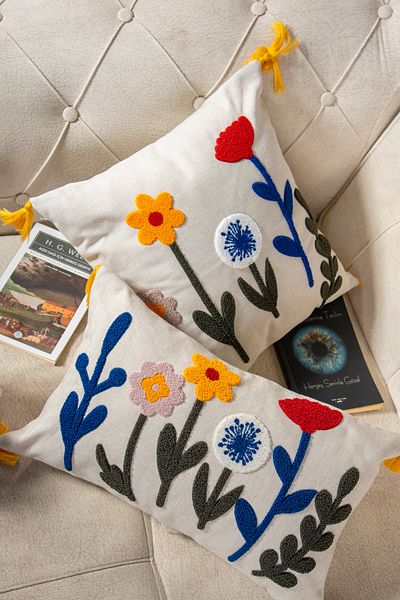 Bade Design 2-Piece Punch Embroidered Throw Pillow Cover Pillow Cover Highly Preferred