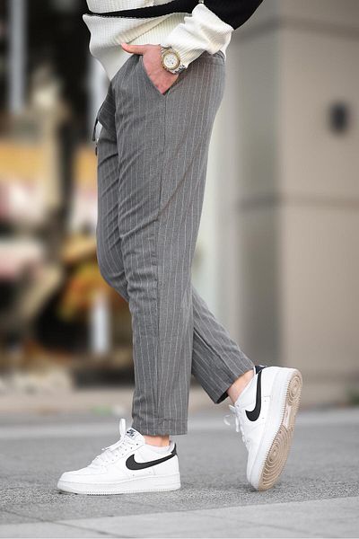 Madmext Smoked Striped Men's Fabric Trousers 6537