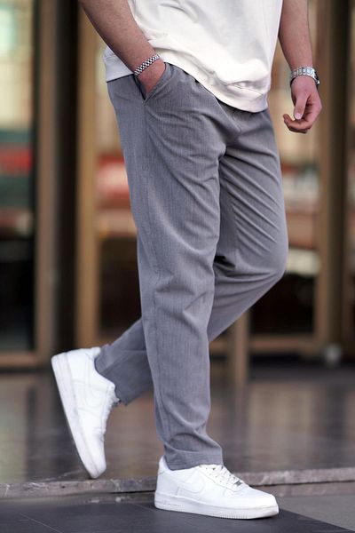 Madmext Geräucherte Herrenhose mit geradem Bein 6530