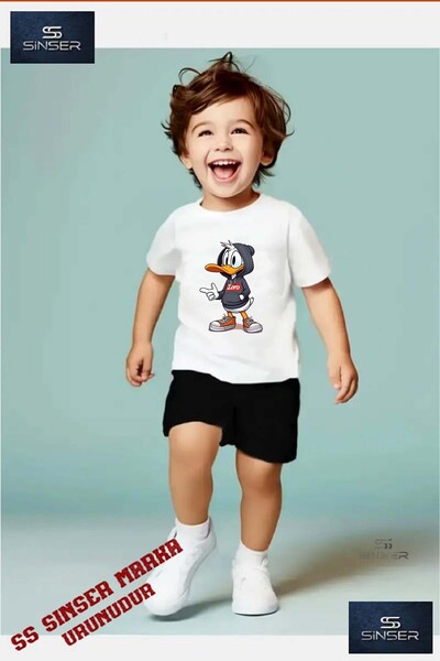 SS SİNSER Tricou cu gât rotund cu imprimeu special pentru copii „Duck Kapsonl...