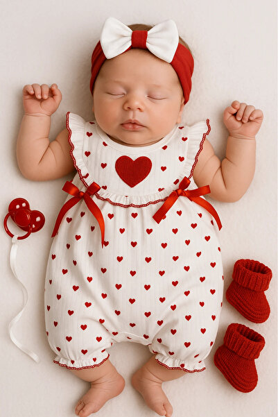 HAVUÇ BEBEK Coşay Yazlık Minik Kalpler Baskılı Raporlu Kumaş Bandanalı Bebek ...