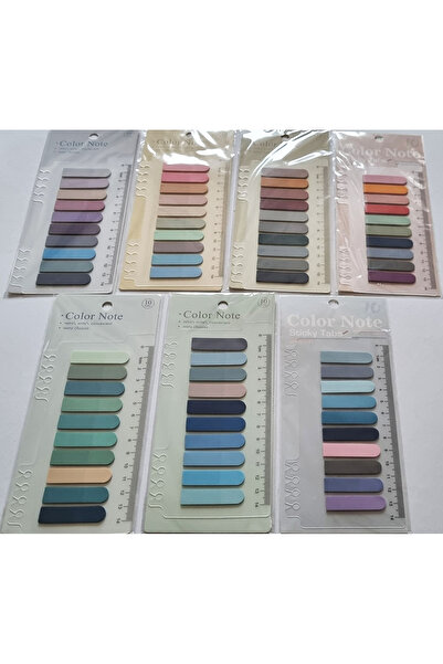 Modellino 7 Paket Cetvelli Yapışkanlı Şeffaf Parmak Postit Ayraç 70 Renk x 20 Toplam 1400 Adet
