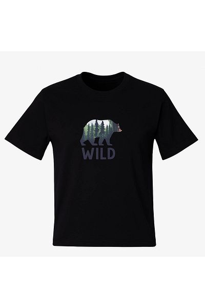trender Wild Bear Print Black Men's T-Shirt