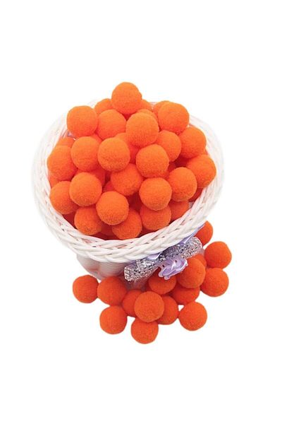 Hobialem 100 Pieces 2Cmorange Pompom Soft Pompom Plush