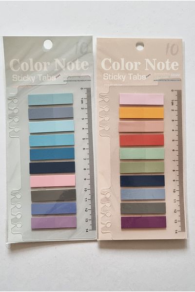 Modellino 2 Pack Adhesive Clear Cornered Finger Postit Flags with Ruler 20 Colors X 20 Total 400 Pieces