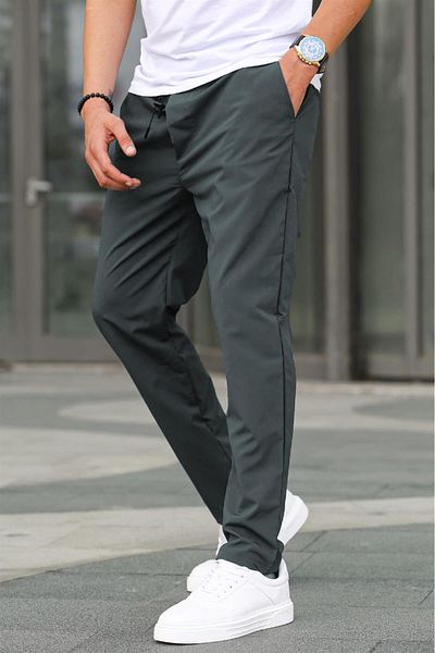 Madmext Stoff Parachute Anthrazit Basic Herrenhose 6513