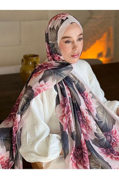 Modakaşmir Şal Lina cu model de hortensie