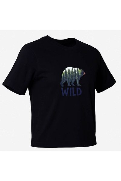 trender Wild Bear Print Black Men's T-Shirt