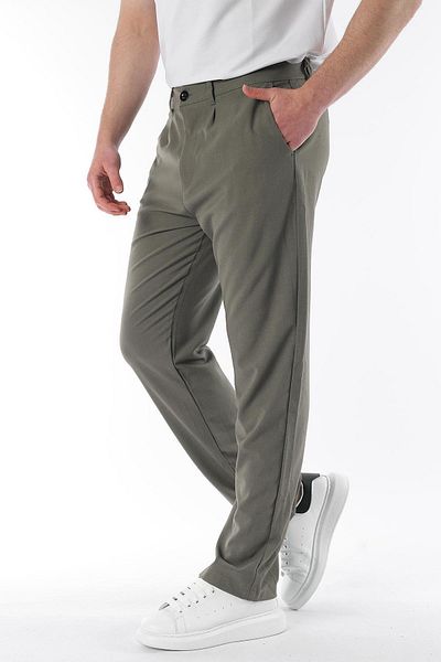 Madmext Khakifarbene Herrenhose – Regular Fit, gerader Schnitt, Seitentasche 6540