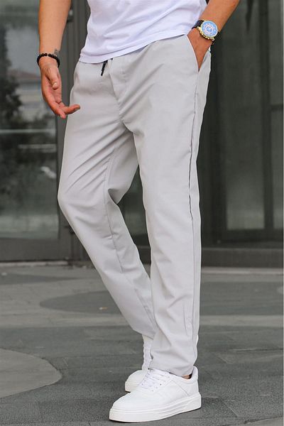 Madmext Stoff Fallschirm bemalt grau Basic Herrenhose 6513