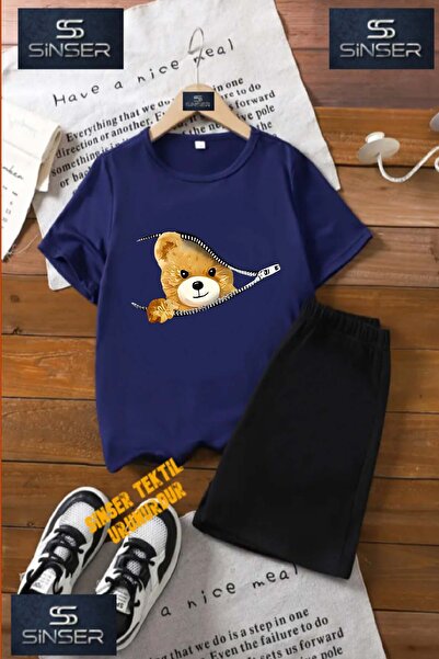 SS SİNSER Tricou cu gât rotund cu imprimeu special pentru copii „BEAR ZIPPER ...