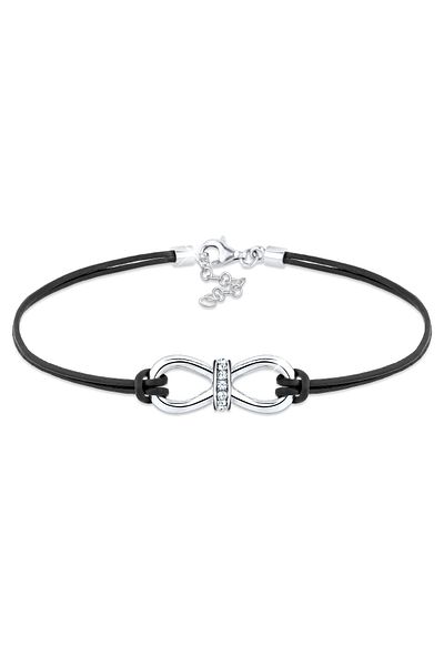ELLI Bratara dama piele Infinity cu cristale din argint 925