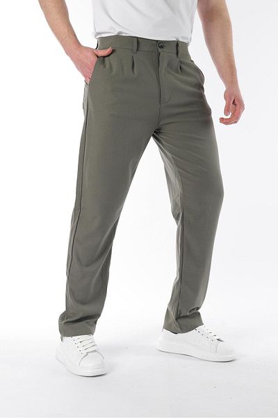 Madmext Khakifarbene Herrenhose – Regular Fit, gerader Schnitt, Seitentasche 6540
