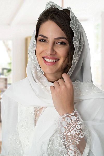 Mecit Pijama By Mecit 0031 Ecru Stone Embroidered Chiffon Shawl