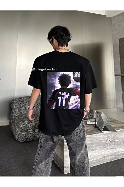 weywot Tricou oversize cu imprimeu pe spate Black Blue Lock Yoichi Isagi