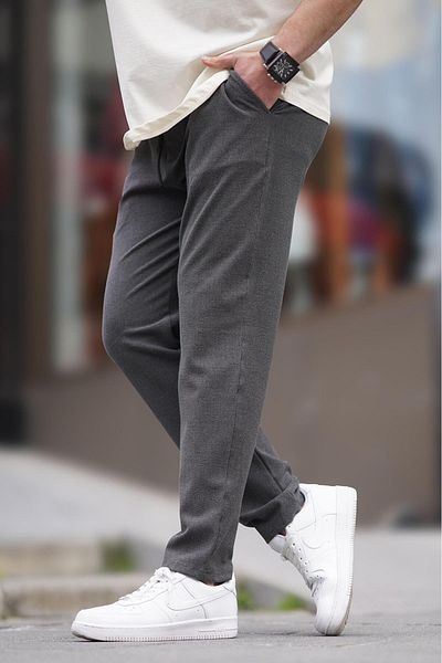 Madmext Geräucherte Herrenhose mit geradem Bein 6535