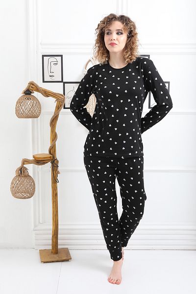 FAMES PİJAMA Patterned Combed Suprem Women's Pajama Set