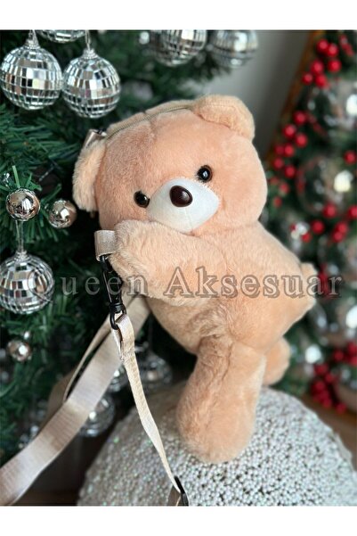 QUEEN AKSESUAR Розкішний 30 см великий пухнастий милий іграшковий плюшевий ведмедик сумка на плече для дорослих дітей коричневий