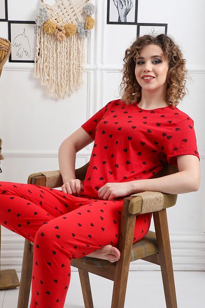 FAMES PİJAMA Patterned Combed Suprem Women's Pajama Set