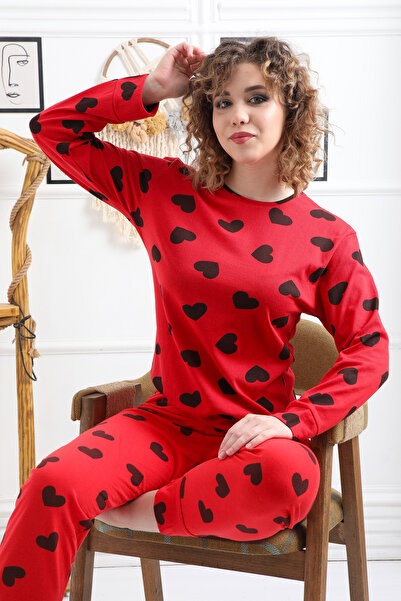 fames Patterned Combed Suprem Women's Pajama Set