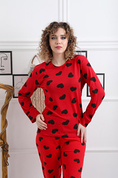 fames Patterned Combed Suprem Women's Pajama Set