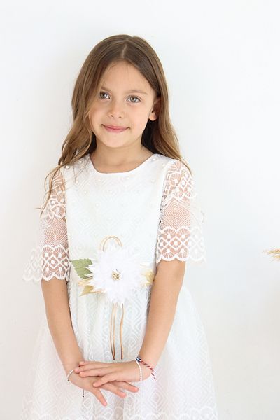 FESSHERA 💜   Girl's Special Design Pearls Lace Dress Set (Bag + Belt Included) 💜