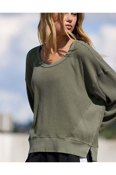 AMERICAN EAGLE OFFLINE By Aerie Oversized Wow! Waffle T-Shirt