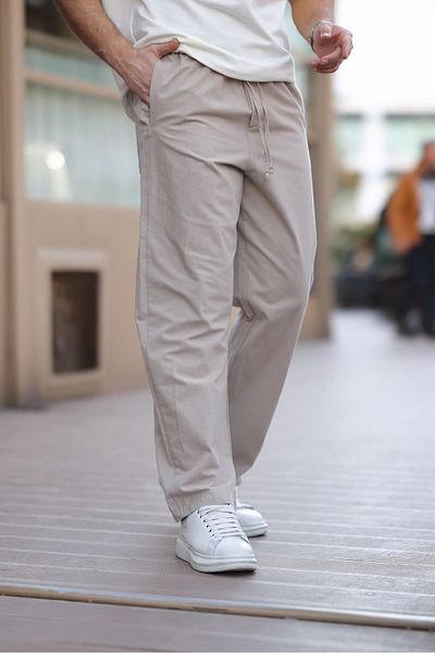 Madmext Beige Relaxed Cut Men's Trousers E6561