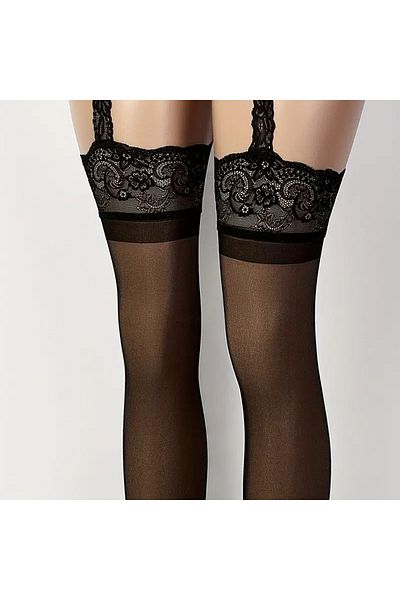 NiLi Top Part Lace Detail Women's Garter Socks