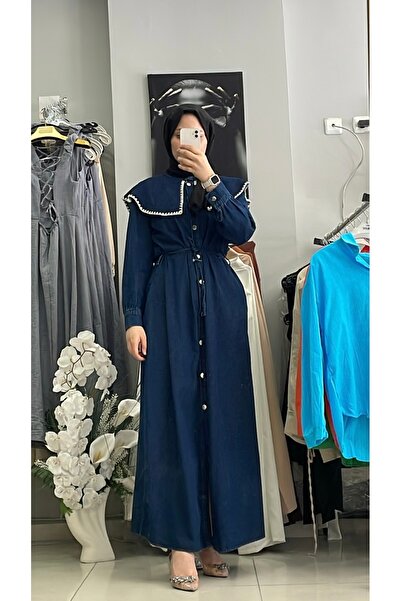 The Moda Yaka Detaylı Kot Elbise