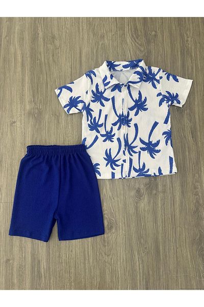 ARBİ kids Male Child Wrinkle Fabric Summer Comfortable Shorts Suit
