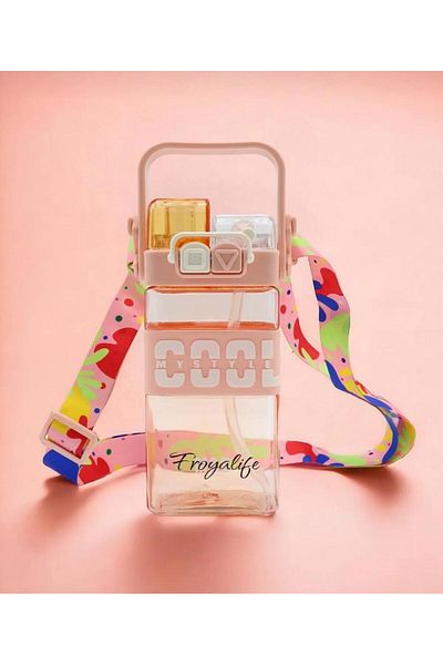 froyalife Quality Cool Strap Cute Stylish Design Double Drinking Double Lid Children's Water Bottle Flask 750ml