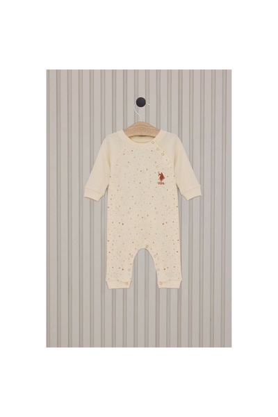 Marsilyan U.S. Polo Baby Girl Long Sleeve Jumpsuit Without Booties Usb2111 Cream