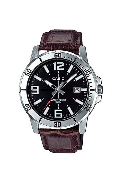 Casio Enticer Men's Water Resistant Analog Watch, MTP-VD01L-1BVUDF - 49 mm - Brown