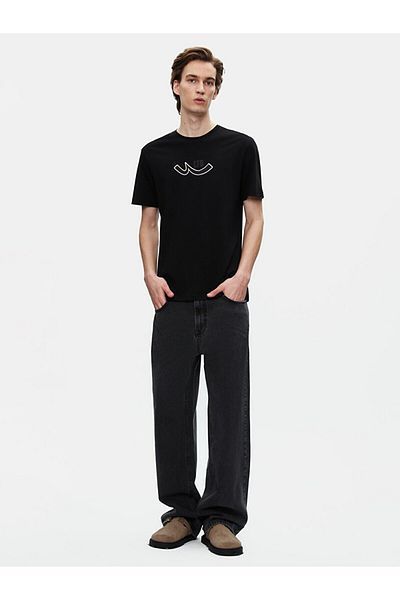 Ltb Basic Sıgn Printed Crew Neck Regular μαύρο μπλουζάκι