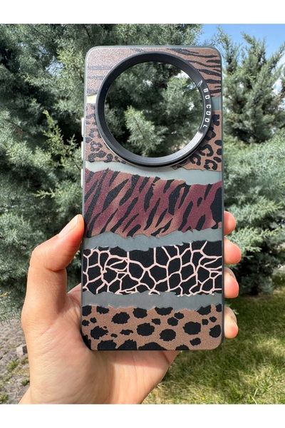 Deppo Trend Realme 12 Pro Plus Uyumlu Kılıf Leopar Desenli Kahverengi Çizgili...