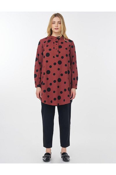 Kayra Polka Dot Patterned Cotton Tunic Tile
