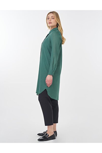 Kayra Long Basic Tunic Green