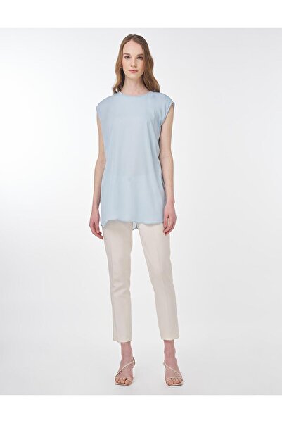 Kayra Crew Neck Basic T-Shirt Blue