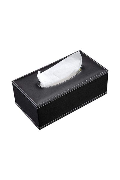Generic East Lady PU Leather Car Tissue Box Black 26x13.5cm