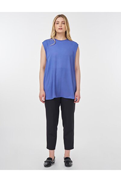 Kayra Crew Neck Basic T-Shirt Indigo