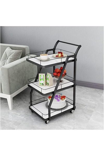 Generic Iron and Marble Serving Trolley - 85x65x41