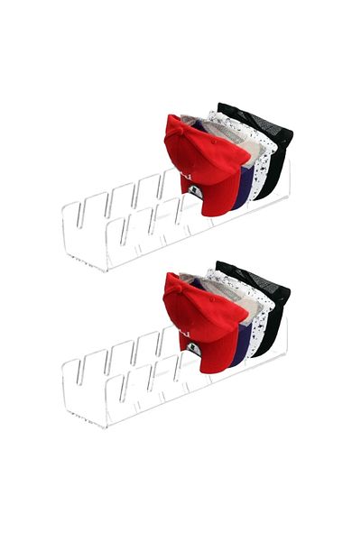Choice 2pcs Transparent Acrylic Cap Storage Rack With Slots Baseball Cap Display Stand Cap Storage Containe