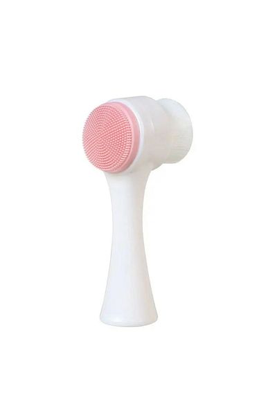 Choice Pink 3D Double Silicone Facial Cleansing Brush Manual Massage Facial Brush Soft Bristles Exfoliator